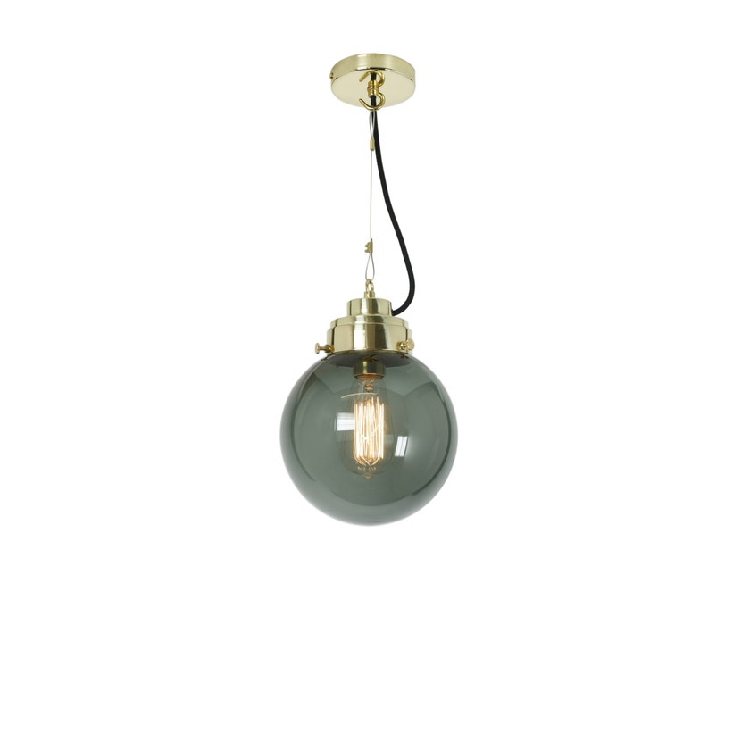 Suspension SMALL GLOBE d'Original BTC, Verre anthracite, Laiton Suspension SMALL GLOBE d'Original BTC, Verre anthracite, Laiton