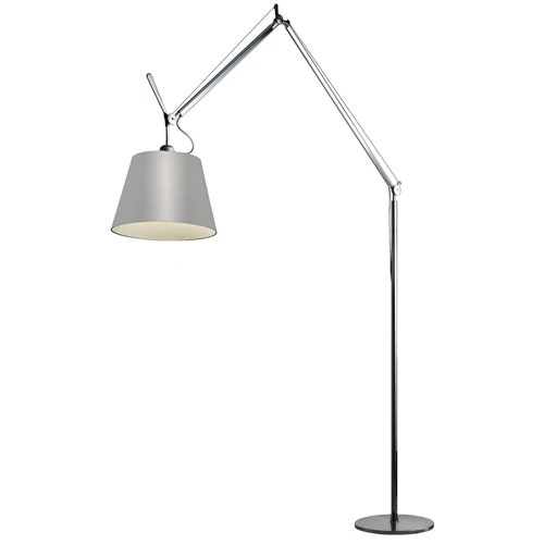 Lampadaire TOLOMEO MEGA, dimmable, corps aluminium, diffuseur satin gris  Ø 36 cm