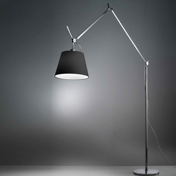 Lampadaire TOLOMEO MEGA de Artemide, dimmable, Corps noir, Diffuseur satin noir Ø 42 cm