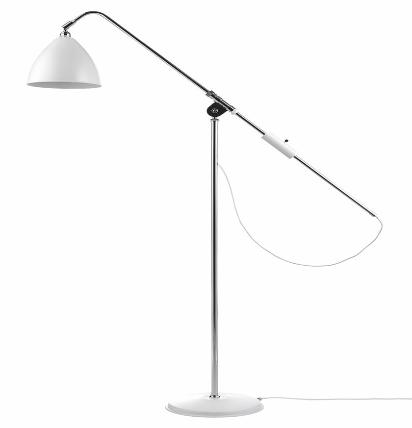 Lampadaire BESTLITE BL4 de Gubi, Structure chrome, Blanc mat