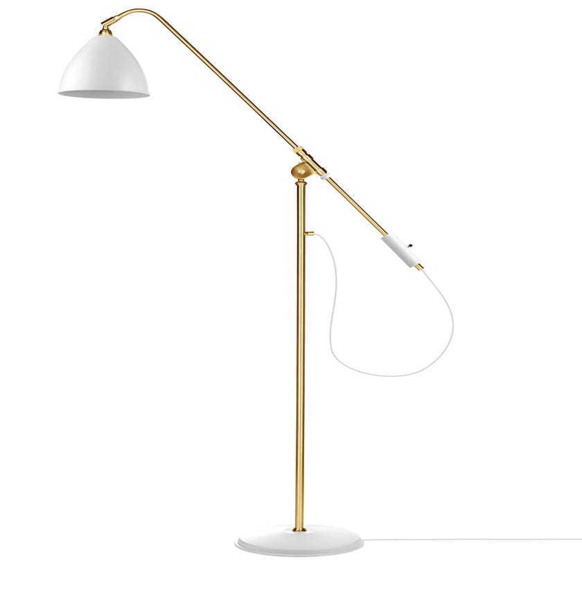 Lampadaire BESTLITE BL4 de Gubi, Structure laiton, Blanc mat