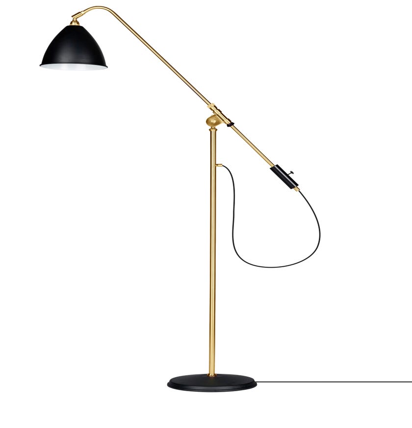 Lampadaire BESTLITE BL4 de Gubi, Structure laiton, Charbon/Noir