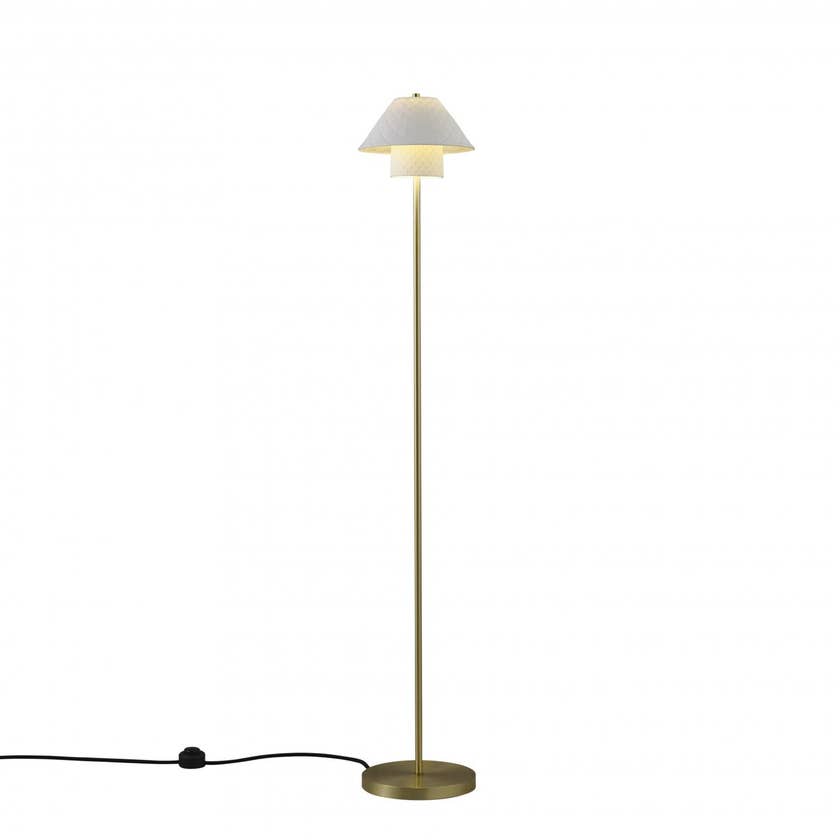 Lampadaire OXFORD DOUBLE d'Original BTC, Laiton satiné Lampadaire OXFORD DOUBLE d'Original BTC, Laiton satiné