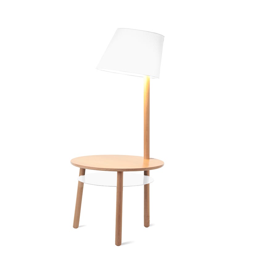 Lampe-guéridon avec table naturelle JOSETTE de Hartô, Blanc