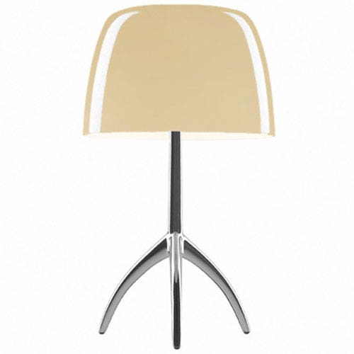 Lampe à poser LUMIERE PICCOLA ON/OFF de Foscarini, Pied Chrome Noir, Diffuseur Blanc chaud Lampe à poser LUMIERE PICCOLA ON/OFF de Foscarini, Pied Chrome Noir, Diffuseur Blanc chaud