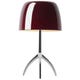 Lampe à poser LUMIERE PICCOLA AVEC VARIATEUR de Foscarini, Pied Aluminium, Diffuseur Cerise