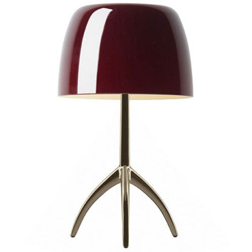 Lampe à poser LUMIERE PICCOLA ON/OFF de Foscarini, Pied Champagne, Diffuseur Cerise Lampe à poser LUMIERE PICCOLA ON/OFF de Foscarini, Pied Champagne, Diffuseur Cerise