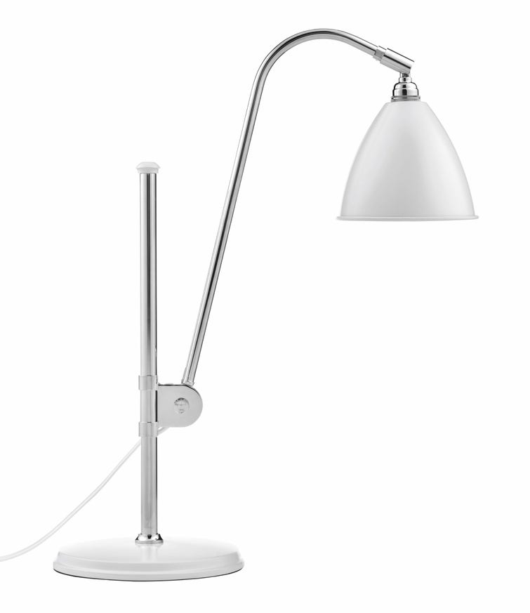 Lampe à poser BESTLITE BL1 de Gubi, Structure chrome, Blanc mat Lampe à poser BESTLITE BL1 de Gubi, Structure chrome, Blanc mat