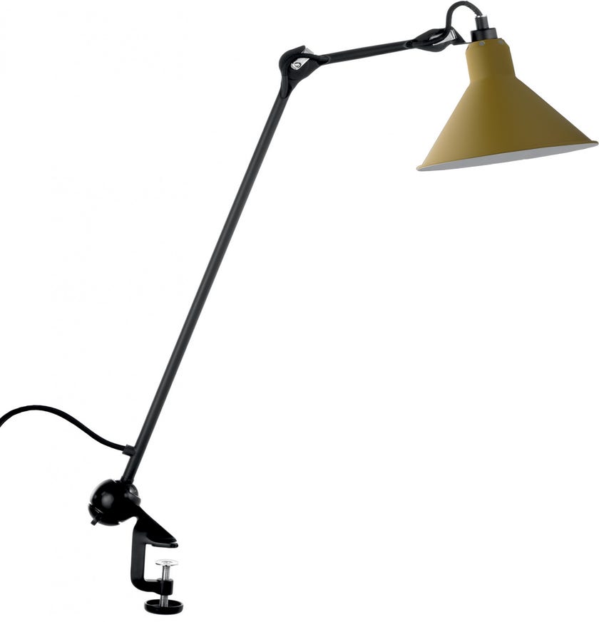Lampe architecte N°201, Jaune, Abat-jour conique