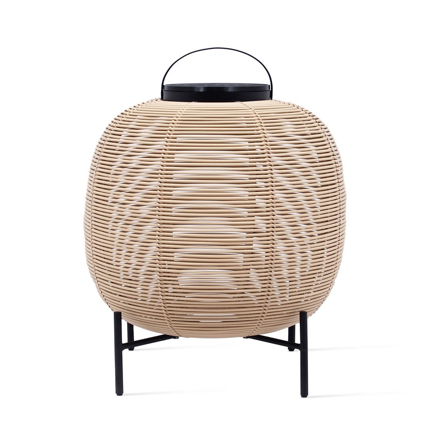 Lanterne solaire TIKA de Vincent Sheppard, Avec base acier, H. 69, Camel