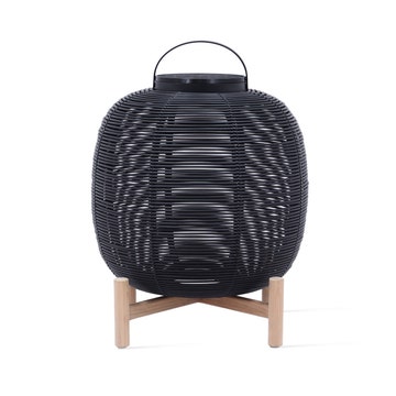 Lanterne solaire TIKA de Vincent Sheppard, Avec base teck, H. 69, Noir