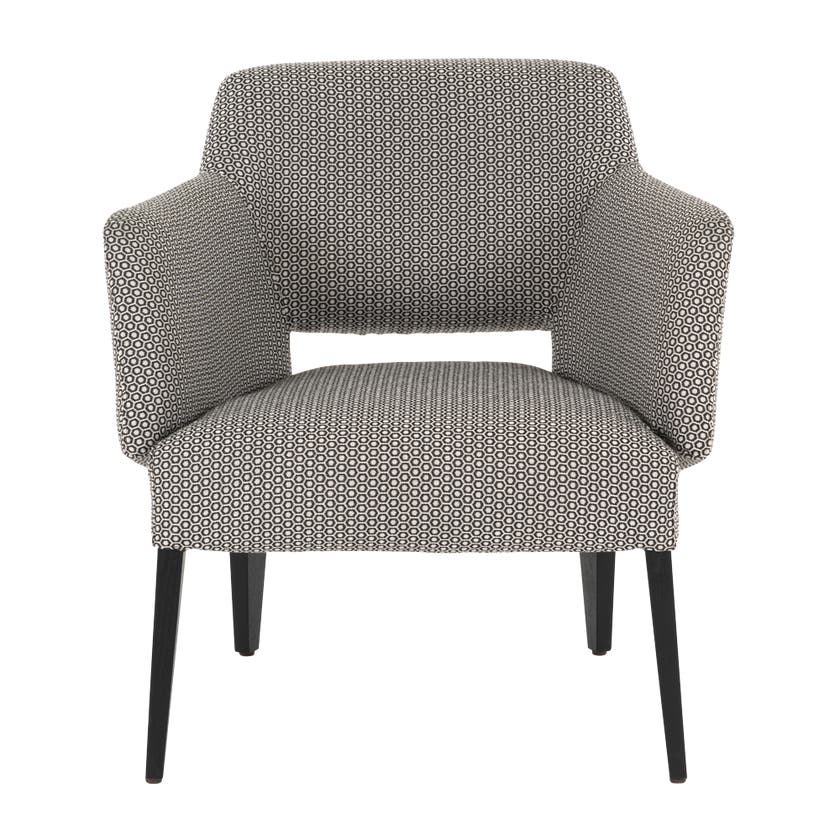 Fauteuil bas LENA de Mobitec, Pieds Noyer, Assise tissu Genova Fauteuil bas LENA de Mobitec, Pieds Noyer, Assise tissu Genova