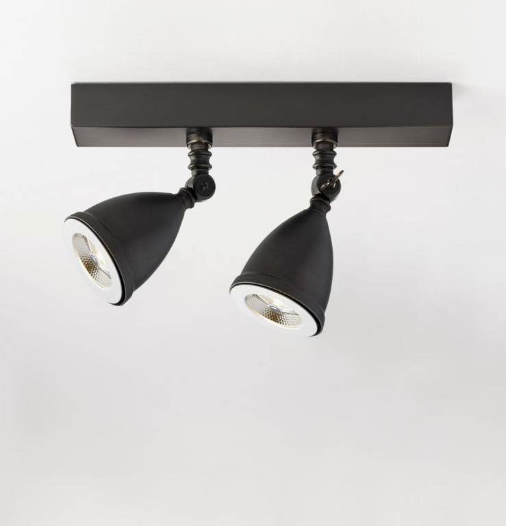 Spot orientable LILLEY RAIL 300mm avec 2 shades de Nautic, Bronze patine foncé