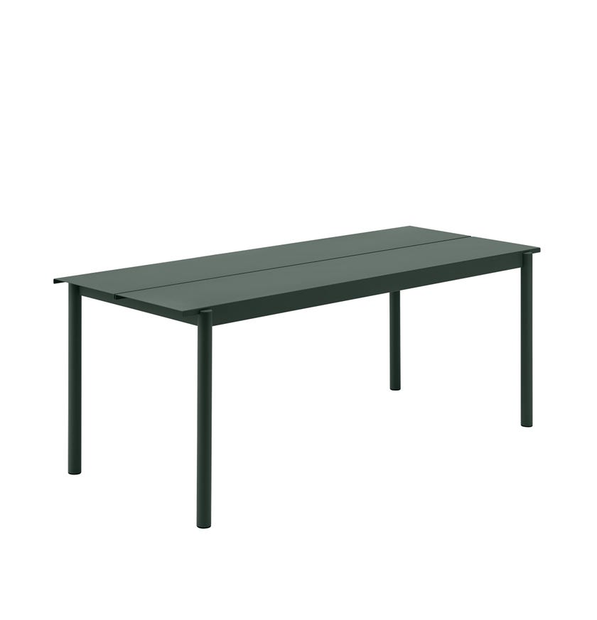 Table de jardin LINEAR STEEL de Muuto, 200 cm   70 cm, Dark Green 