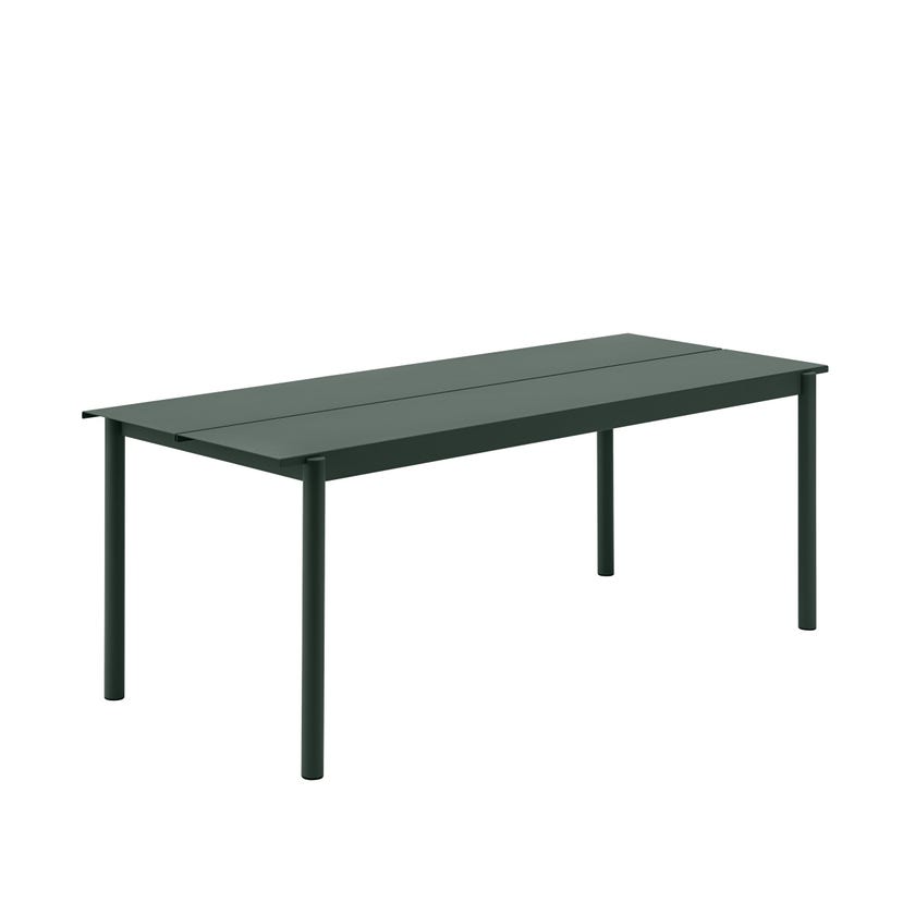 Table de jardin LINEAR STEEL de Muuto, 200 cm 70 cm, Dark Green Table de jardin LINEAR STEEL de Muuto, 200 cm 70 cm, Dark Green