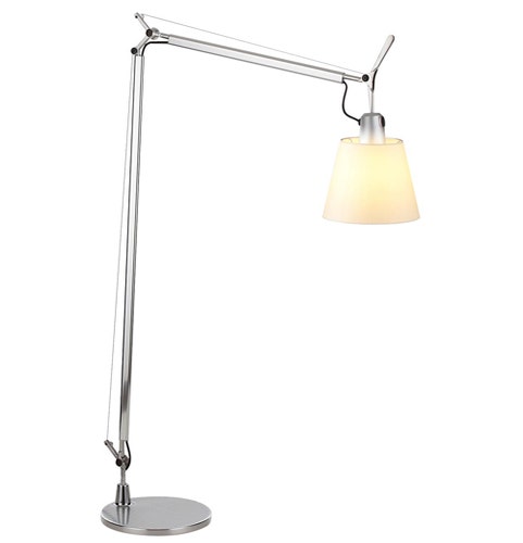 Lampadaire TOLOMEO BASCULANTE READING FLOOR d'Artemide, Diffuseur parchemin