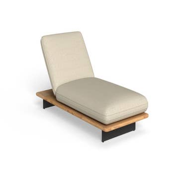 Lit de jardin VENICE, 1 place, Structure teck, Coussins Beige