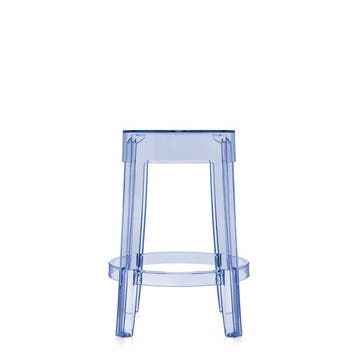 Tabouret L.65 X H.65 CHARLES GHOST de Kartell, Bleu transparent