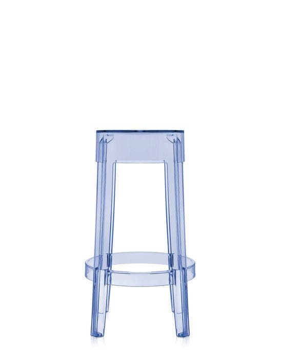 Tabouret L.65 X H.65 CHARLES GHOST de Kartell, Bleu transparent Tabouret L.65 X H.65 CHARLES GHOST de Kartell, Bleu transparent