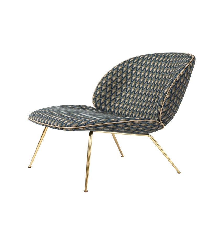 Fauteuil lounge BEETLE avec pieds en laiton de Gubi, Motifs