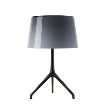 Lampe à poser LUMIERE XXL de Foscarini, Pied Chrome Noir, Diffuseur Gris