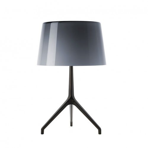 Lampe à poser LUMIERE XXL de Foscarini, Pied Chrome Noir, Diffuseur Gris Lampe à poser LUMIERE XXL de Foscarini, Pied Chrome Noir, Diffuseur Gris
