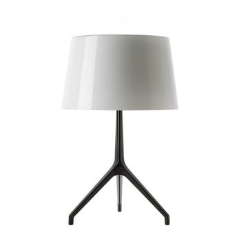 Lampe à poser LUMIERE XXL de Foscarini, Pied Chrome Noir, Diffuseur Blanc