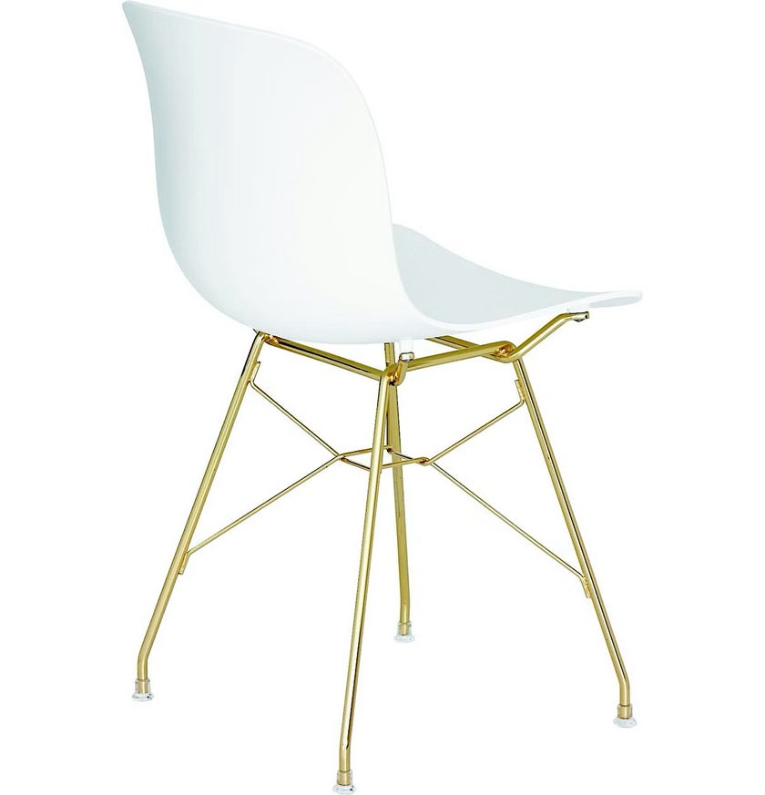 Chaise TROY de Magis, Blanc, Pied couleur OR
