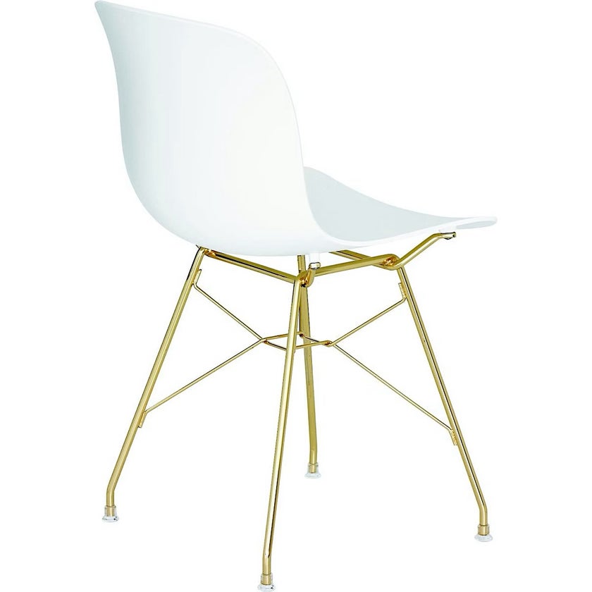 Chaise TROY de Magis, Blanc, Pied couleur OR Chaise TROY de Magis, Blanc, Pied couleur OR