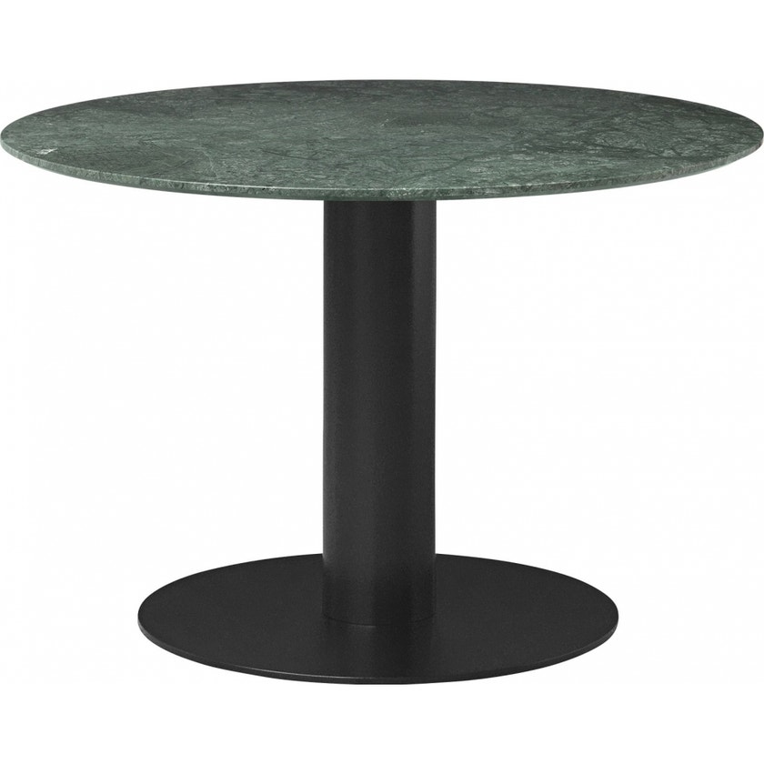Table 2.0 de Gubi, Base noire, Ø110, Marbre vert Table 2.0 de Gubi, Base noire, Ø110, Marbre vert