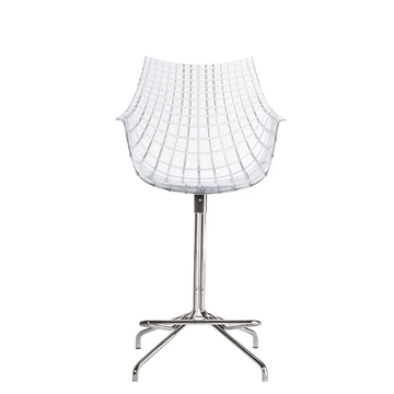Tabouret haut pivotant MERIDIANA de Driade, Pied chrome, Assise transparente