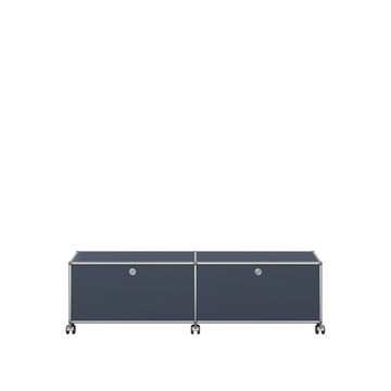Meuble de rangement bas USM Haller M61 avec roulettes, Anthracite