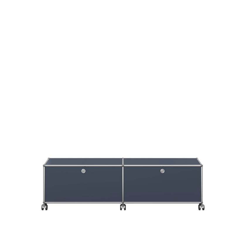 Meuble de rangement bas USM Haller M61 avec roulettes, Anthracite Meuble de rangement bas USM Haller M61 avec roulettes, Anthracite