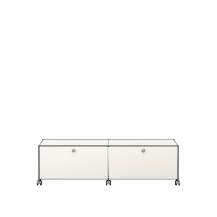 Meuble de rangement bas USM Haller M61 avec roulettes, Blanc pur Meuble de rangement bas USM Haller M61 avec roulettes, Blanc pur