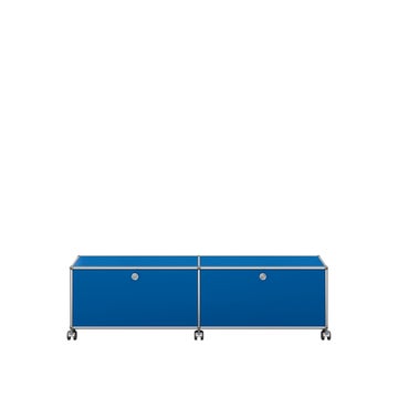 Meuble de rangement bas USM Haller M61 avec roulettes, Bleu gentiane