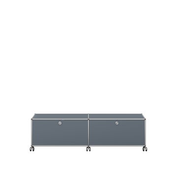 Meuble de rangement bas USM Haller M61 avec roulettes, Gris moyen
