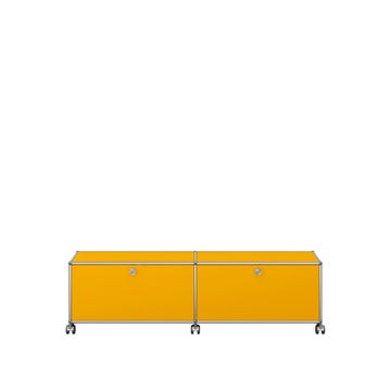 Meuble de rangement bas USM Haller M61 avec roulettes, Jaune or