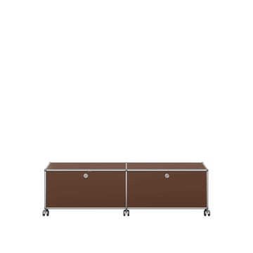Meuble de rangement bas USM Haller M61 avec roulettes, Marron USM