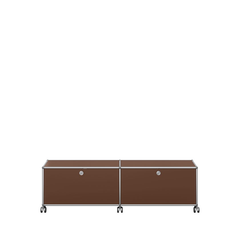 Meuble de rangement bas USM Haller M61 avec roulettes, Marron USM