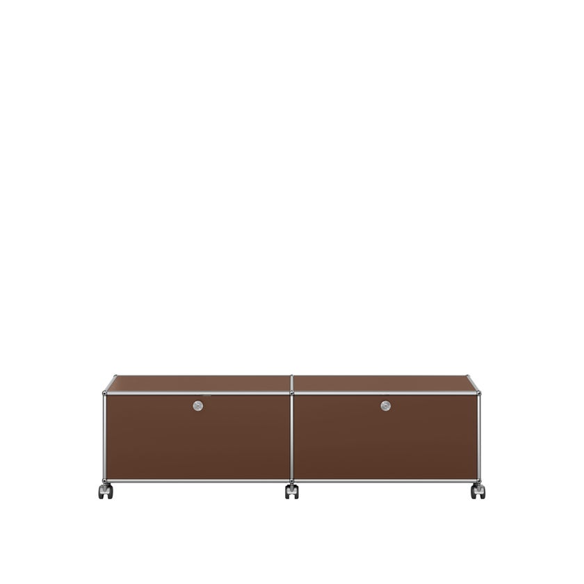 Meuble de rangement bas USM Haller M61 avec roulettes, Marron USM Meuble de rangement bas USM Haller M61 avec roulettes, Marron USM