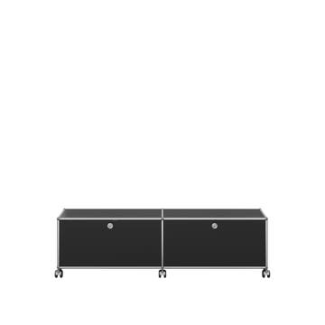 Meuble de rangement bas USM Haller M61 avec roulettes, Noir graphite