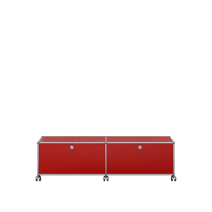Meuble de rangement bas USM Haller M61 avec roulettes, Rouge rubis Meuble de rangement bas USM Haller M61 avec roulettes, Rouge rubis