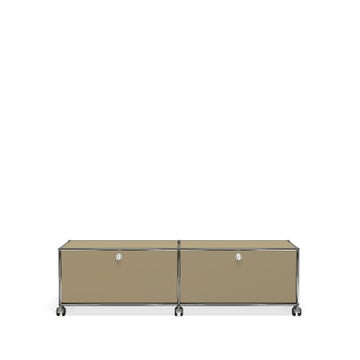 Meuble de rangement bas USM Haller M61 avec roulettes, Beige USM