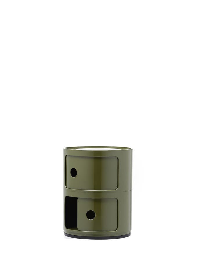 Meuble de rangement COMPONIBILI de Kartell 2 éléments, Vert olive Meuble de rangement COMPONIBILI de Kartell 2 éléments, Vert olive