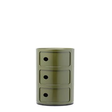 Meuble de rangement COMPONIBILI, 3 compartiments, Vert olive