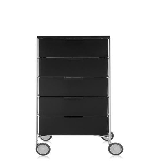 Meuble de rangement MOBIL Cinq étagères de Kartell, Fumé Brillant, Avec roulettes 