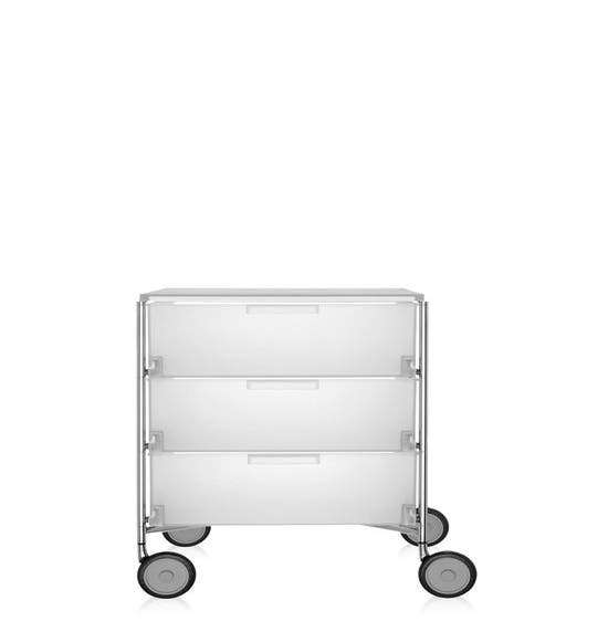 Meuble de rangement MOBIL trois étagère de Kartell, Blanc Glace, Avec roulettes 