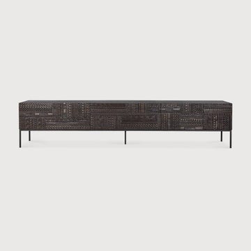 Meuble TV ANCESTORS TABWA d'Ethnicraft, L.240 cm, 2 tiroirs / 1 porte rabattable, Noir