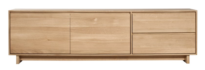 Meuble TV WAVE d'Ethnicraft , 2 portes / 1 porte abattante / 1 tiroir, Chêne Meuble TV WAVE d'Ethnicraft , 2 portes / 1 porte abattante / 1 tiroir, Chêne