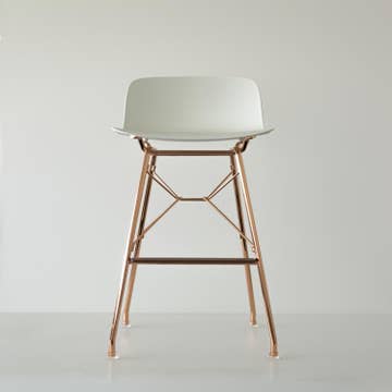 TABOURET TROY EIFFEL MOYEN, Cuivre, Assise blanche de MAGIS
